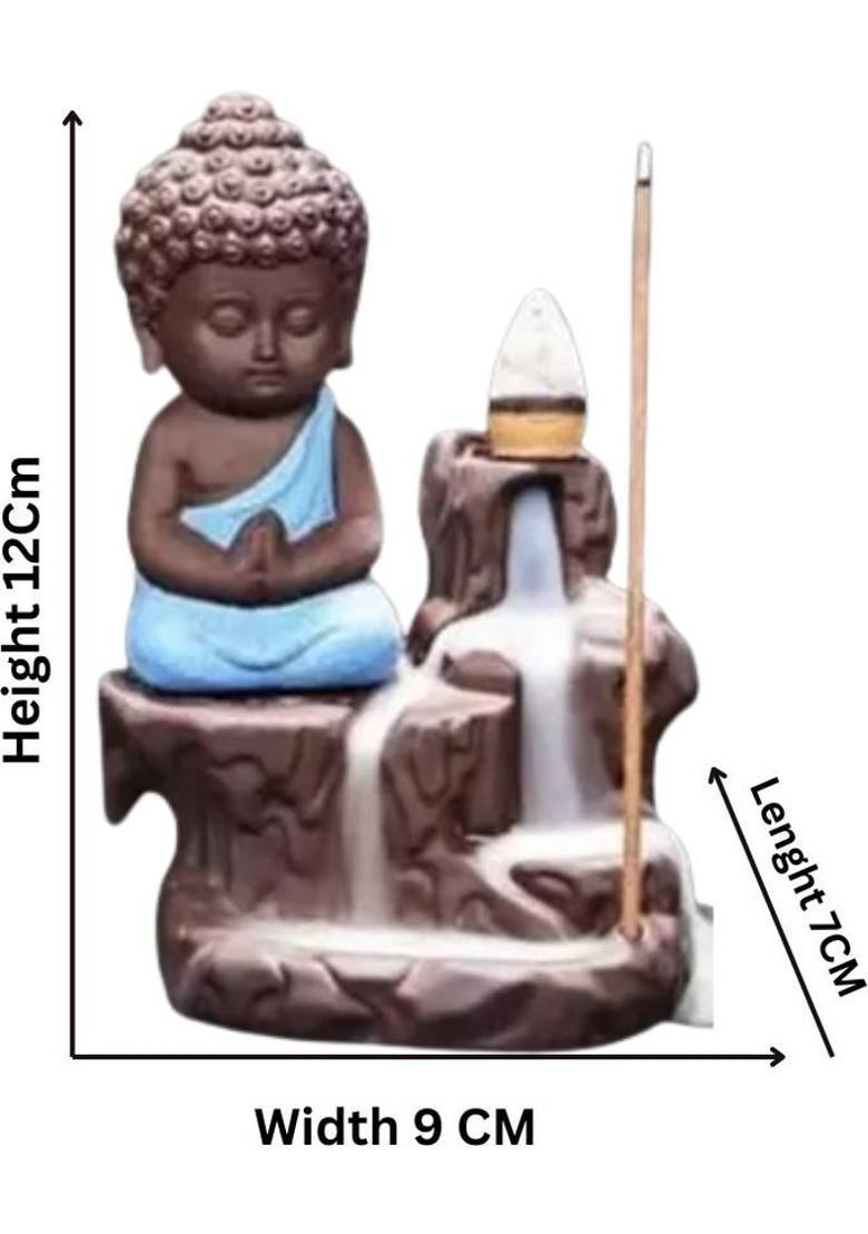 MurtiMall Handmade Polyresin Backflow Buddha for Home Decor with Incense Cones Decorative Showpiece - 12 cm&nbsp;&nbsp;(Polyresin, Clear) - Indya