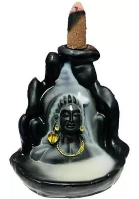 DARIDRA BHANJAN Shankara Backflow Cone Incense Holder Showpiece With 10 Smoke Backflow Cone Decorative Showpiece - 9 cm&nbsp;&nbsp;(Resin, Black)