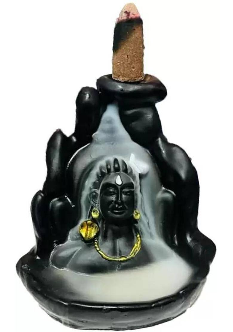 DARIDRA BHANJAN Shankara Backflow Cone Incense Holder Showpiece With 10 Smoke Backflow Cone Decorative Showpiece - 9 cm&nbsp;&nbsp;(Resin, Black) - Indya