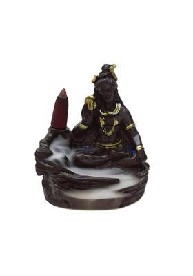 Poojan Samagri Shiva Blue Backflow Waterfall Decorative Incense Holder 10 Backflow Cones FREE Decorative Showpiece - 10 cm&nbsp;&nbsp;(Polyresin, Blue)
