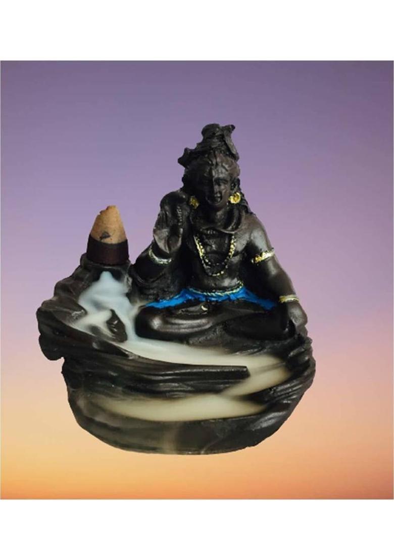 Poojan Samagri Shiva Blue Backflow Waterfall Decorative Incense Holder 10 Backflow Cones FREE Decorative Showpiece - 10 cm&nbsp;&nbsp;(Polyresin, Blue) - Indya