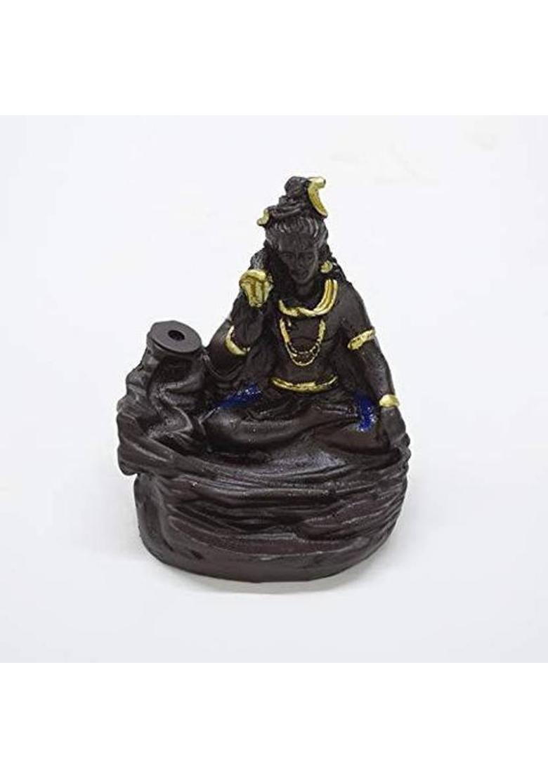 Poojan Samagri Shiva Blue Backflow Waterfall Decorative Incense Holder 10 Backflow Cones FREE Decorative Showpiece - 10 cm&nbsp;&nbsp;(Polyresin, Blue) - Indya