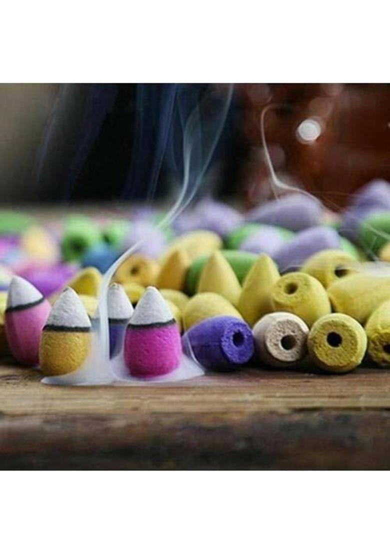 Anjora Meditating Monk Buddha Smoke Backflow Cone Incense Decorative Showpiece with 10 Smoke Backflow Cone Incenses Polyresin Incense Holder&nbsp;&nbsp;(Multicolor) - Indya