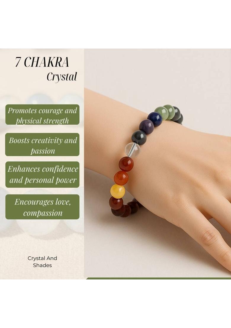 7 Chakra Beads, Agate, Crystal, Jade, Quartz Bracelet - Indya