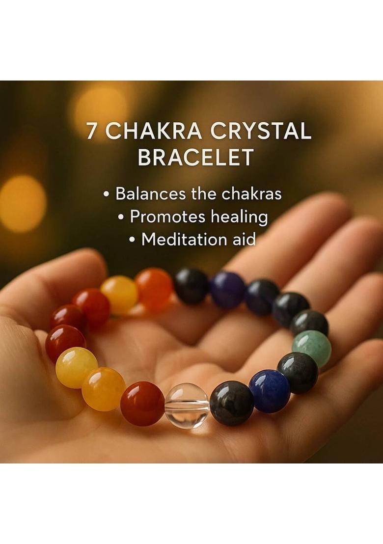 7 Chakra Beads, Agate, Crystal, Jade, Quartz Bracelet - Indya