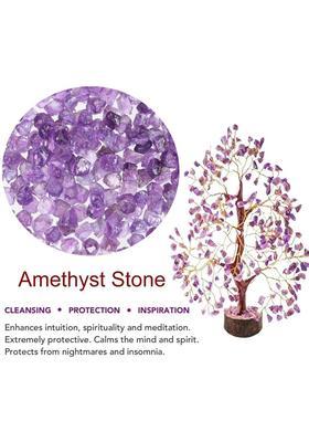 VIBESLE Amethyst Gemstone Bonsai Money Tree: for Showpiece,Home Decor, Reiki Healing Decorative Showpiece - 24 cm&nbsp;&nbsp;(Stone, Wood, Purple)