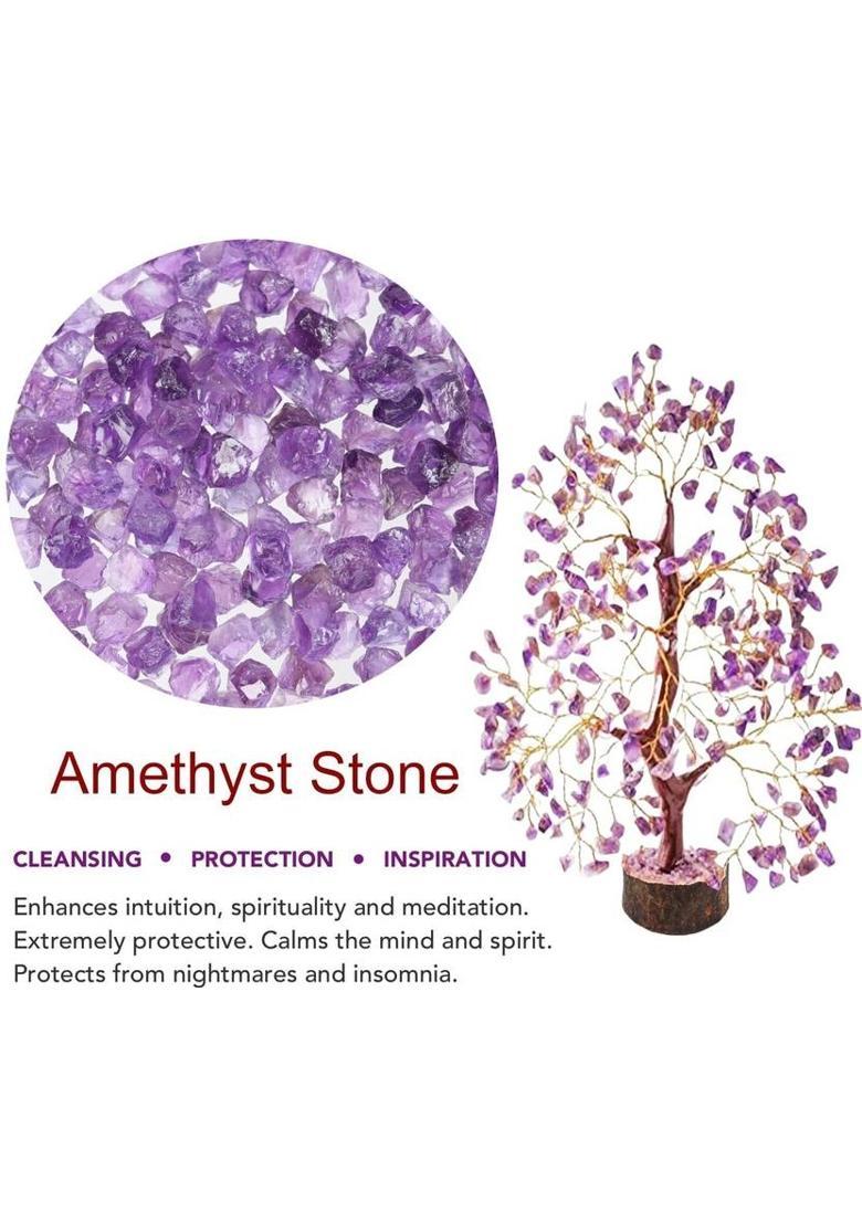 VIBESLE Amethyst Gemstone Bonsai Money Tree: for Showpiece,Home Decor, Reiki Healing Decorative Showpiece - 24 cm&nbsp;&nbsp;(Stone, Wood, Purple) - Indya