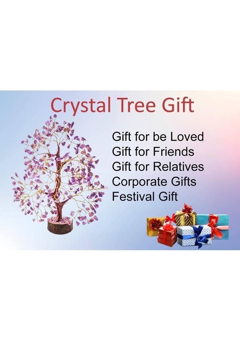 VIBESLE Amethyst Gemstone Bonsai Money Tree: for Showpiece,Home Decor, Reiki Healing Decorative Showpiece - 24 cm&nbsp;&nbsp;(Stone, Wood, Purple) - Indya