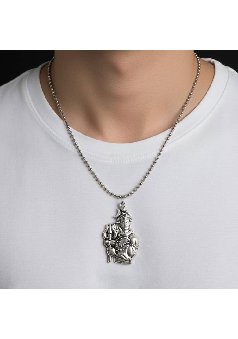 Bittrend Jewels Pendant with Chain for Men & Women| Stylish Necklace | Devotional Jewelry Silver Metal Pendant Set - Indya