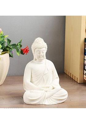 mark india White meditation Buddha Handcrafted Polymresin Meditation/ Buddha Lord Idol Decorative Showpiece - 13 cm&nbsp;&nbsp;(Polyresin, White)