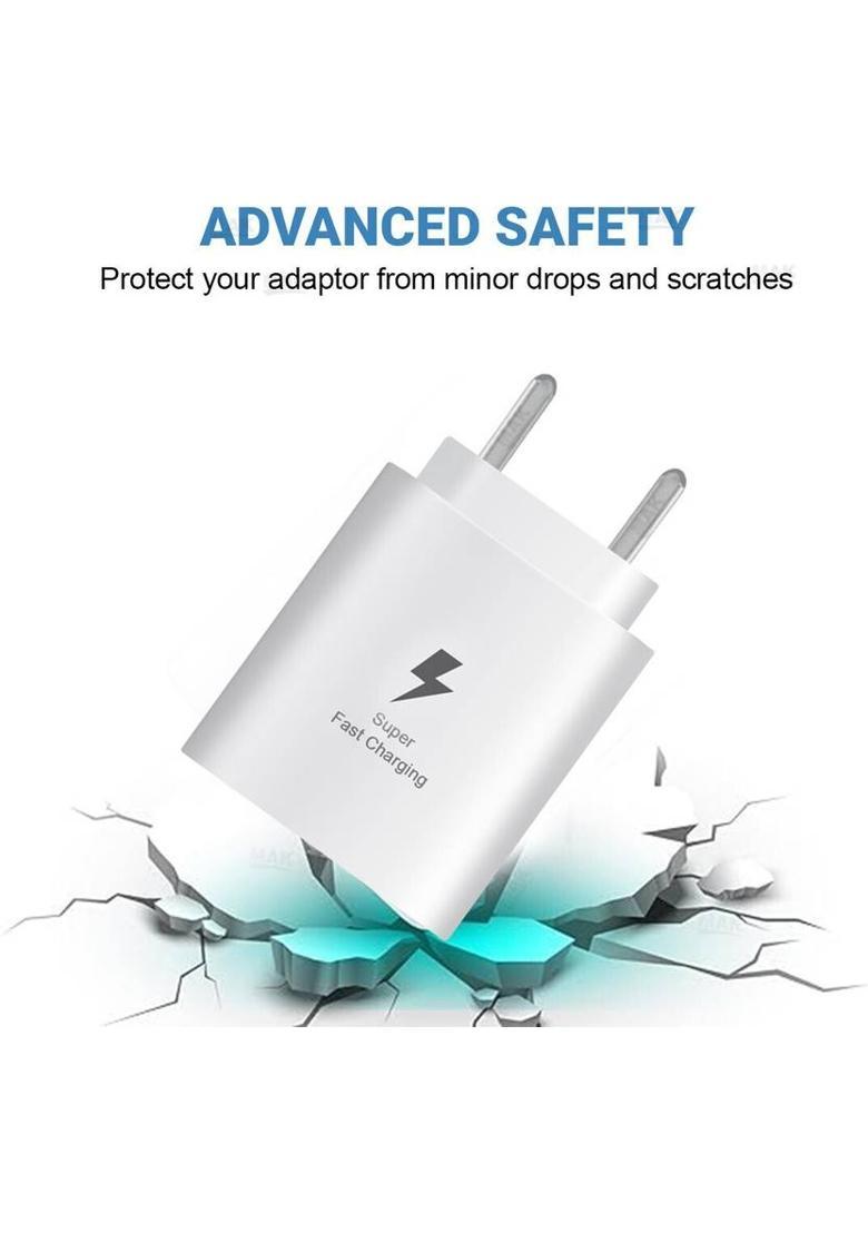 MAK 25 W Quick Charge 3 A Wall Charger for Mobile with Detachable Cable&nbsp;&nbsp;(White, Cable Included) - Indya