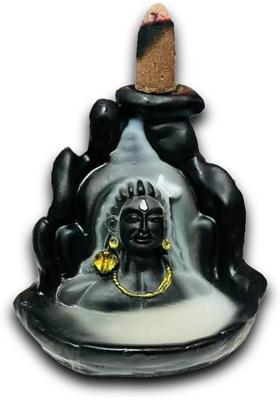 Starpion Mahadev Adiyogi Shiva Backflow Incense Burner with 10 Cone for Gifting Shiv ji Decorative Showpiece - 12 cm&nbsp;&nbsp;(Polyresin, Black)