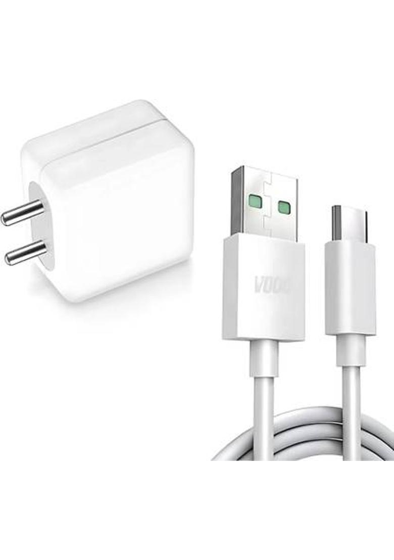 MAK 80 W SuperVOOC 6 A Wall Charger for Mobile with Detachable Cable&nbsp;&nbsp;(White, Cable Included) - Indya