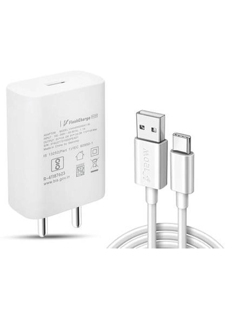 CLAT 44 W 6 A Wall Charger for Mobile with Detachable Cable&nbsp;&nbsp;(White, Cable Included) - Indya
