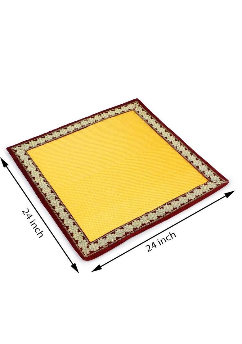 AutoRetail Velvet Prayer Mat&nbsp;&nbsp;(Yellow- Velvet Prayer Mat/Aasan/Pooja Mat/Meditation Mat, Medium) - Indya