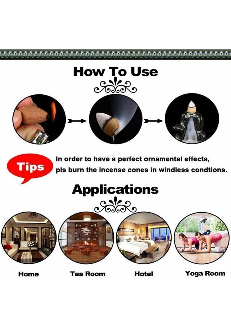 Miss Peach Handcraft resin Smoke Ketlle Backflow Incense Holder with 10 Incense Sticks|idol Decorative Showpiece - 7 cm&nbsp;&nbsp;(Polyresin, Multicolor) - Indya