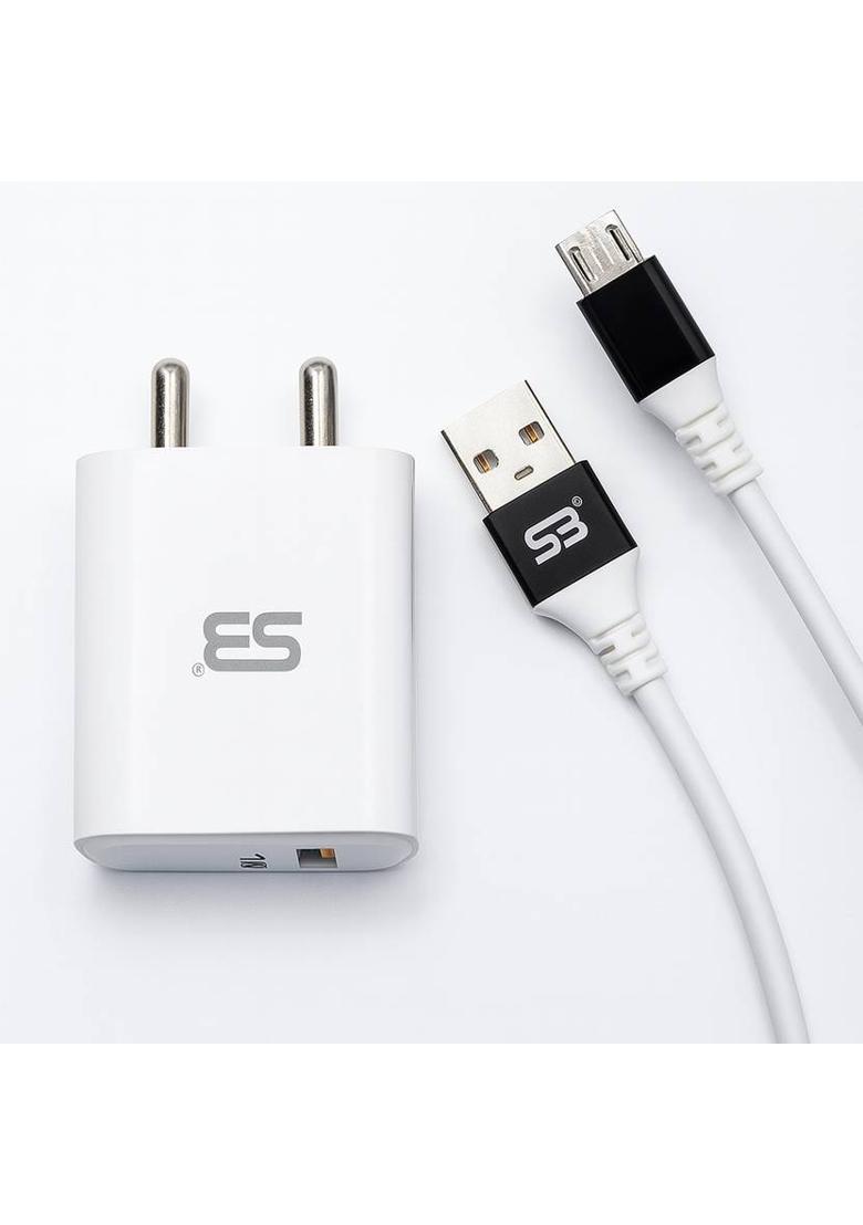SB 18 W 3.4 A Wall Charger for Mobile with Detachable Cable&nbsp;&nbsp;(White, Cable Included) - Indya