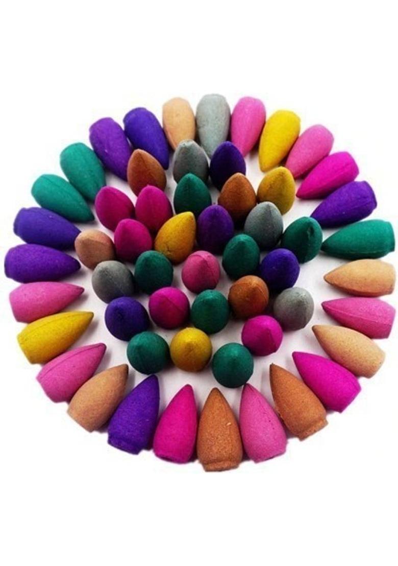 hbkart Buddha Smoke Backflow Fountain Incense Holder with Free 10 Scented Cones Decorative Showpiece - 12 cm&nbsp;&nbsp;(Polyresin, Multicolor) - Indya