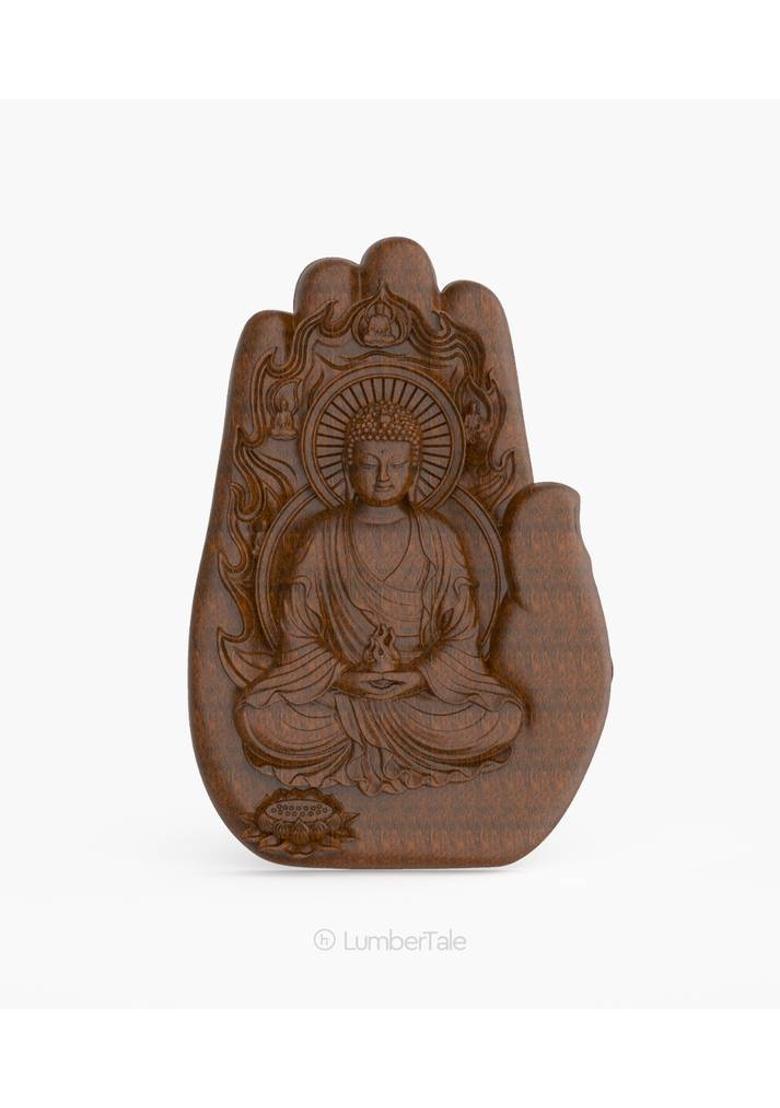 Lumbertale Buddha spiritual 3D Wooden Art crafted wall hanging sculpture for home decor Decorative Showpiece - 27.94 cm&nbsp;&nbsp;(Wood, Brown) - Indya