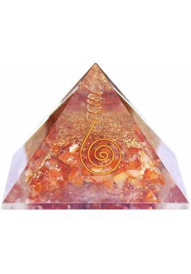 Shubhanjali Reiki Crystal Red Carnelian Orgone Pyramid Orgonite Pyramid for Reiki Healing and Crystal Healing Stones Pyramid for Vastu Correction,Meditation (Red) Decorative Showpiece - 5 cm&nbsp;&nbsp;(Stone, Orange)