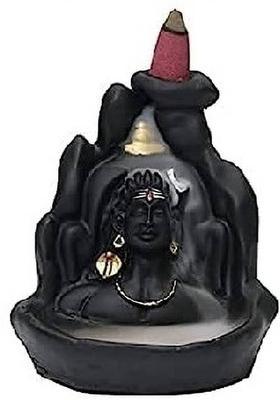 OCTIN Handcrafted Adiyogi Shiv Shankar Mahadev Smoke Backflow Fountain With 51 Cones Polyresin Incense Holder&nbsp;&nbsp;(Black)