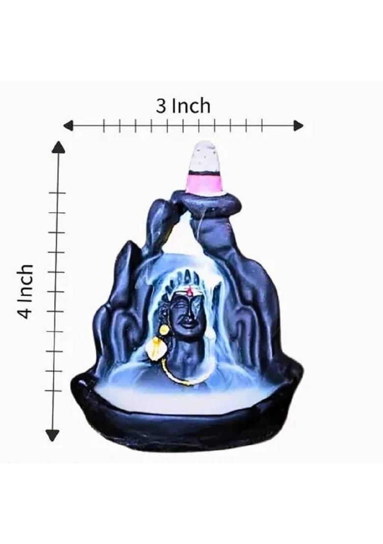 OCTIN Handcrafted Adiyogi Shiv Shankar Mahadev Smoke Backflow Fountain With 51 Cones Polyresin Incense Holder&nbsp;&nbsp;(Black) - Indya