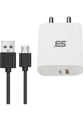SB 18 W Quick Charge 3.1 A Wall Charger for Mobile with Detachable Cable&nbsp;&nbsp;(White, Fast charging for supported device, Cable Included)