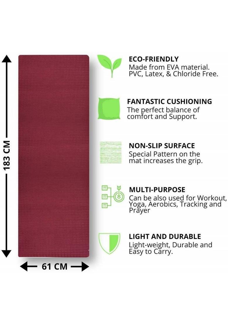 En ligne Yoga Mat for Men and Women EVA Material, 4mm Thick Exercise Mat for Workout Yoga Brown 4 mm Yoga Mat - Indya