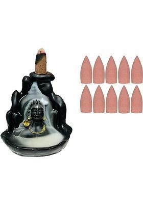 Valea Load Shiva Smoke Fountain Showpiece Polyresin With 10 Scented Cone Inceses Decorative Showpiece - 9.5 cm&nbsp;&nbsp;(Polyresin, Black, Gold, Multicolor)