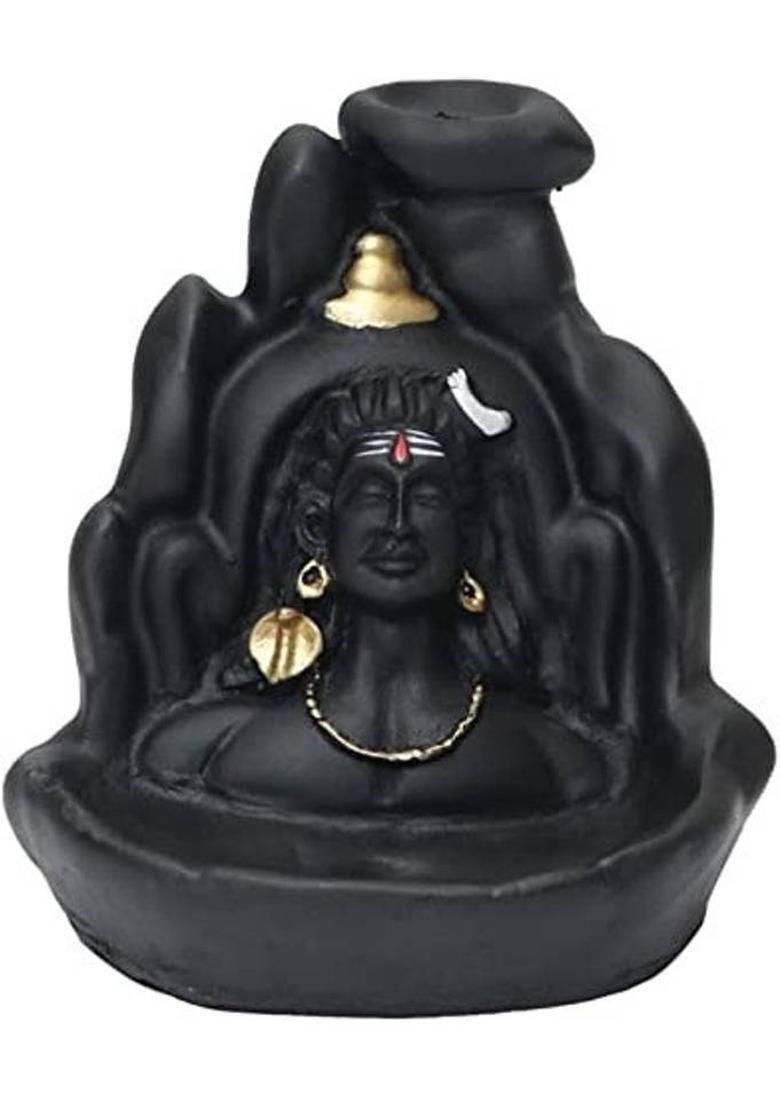 Valea Load Shiva Smoke Fountain Showpiece Polyresin With 10 Scented Cone Inceses Decorative Showpiece - 9.5 cm&nbsp;&nbsp;(Polyresin, Black, Gold, Multicolor) - Indya