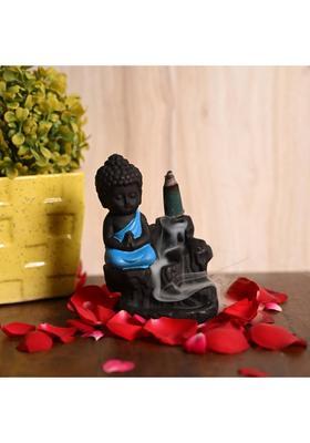 YARUS COLLECTION Buddha Backflow Smoke Fountain Incense Holder Burner with Incense Cones Stick Decorative Showpiece - 12 cm&nbsp;&nbsp;(Polyresin, Multicolor)
