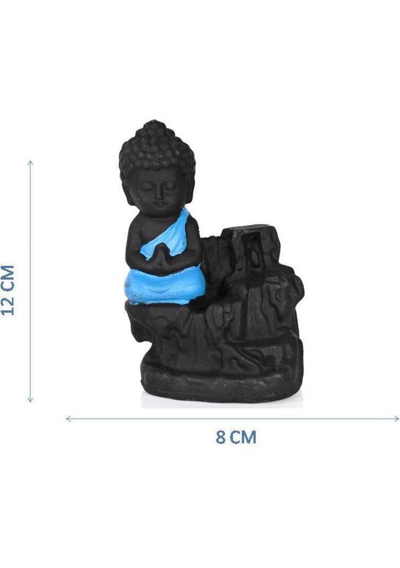 YARUS COLLECTION Buddha Backflow Smoke Fountain Incense Holder Burner with Incense Cones Stick Decorative Showpiece - 12 cm&nbsp;&nbsp;(Polyresin, Multicolor) - Indya
