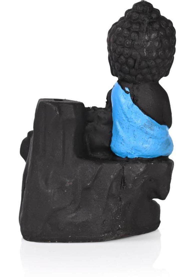 YARUS COLLECTION Buddha Backflow Smoke Fountain Incense Holder Burner with Incense Cones Stick Decorative Showpiece - 12 cm&nbsp;&nbsp;(Polyresin, Multicolor) - Indya