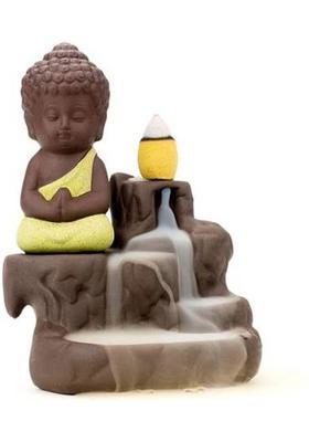 Samarth Buddha Backflow Smoke Fountain Showpiece with Scented Cone Incense (Pack of 1) Decorative Showpiece - 11 cm&nbsp;&nbsp;(Polyresin, Yellow)