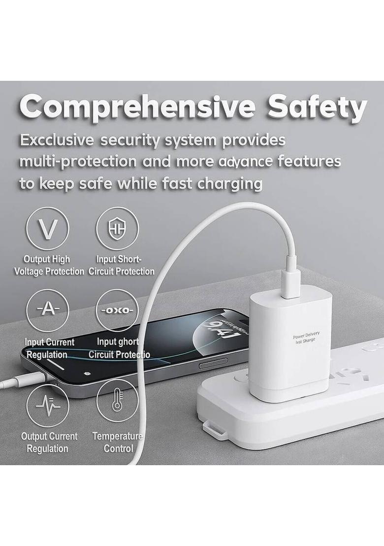 SB 25 W Quick Charge 3 A Wall Charger for Mobile with Detachable Cable&nbsp;&nbsp;(White, Super Fast Charger 25w for A15 5G & other c to c mobile) - Indya