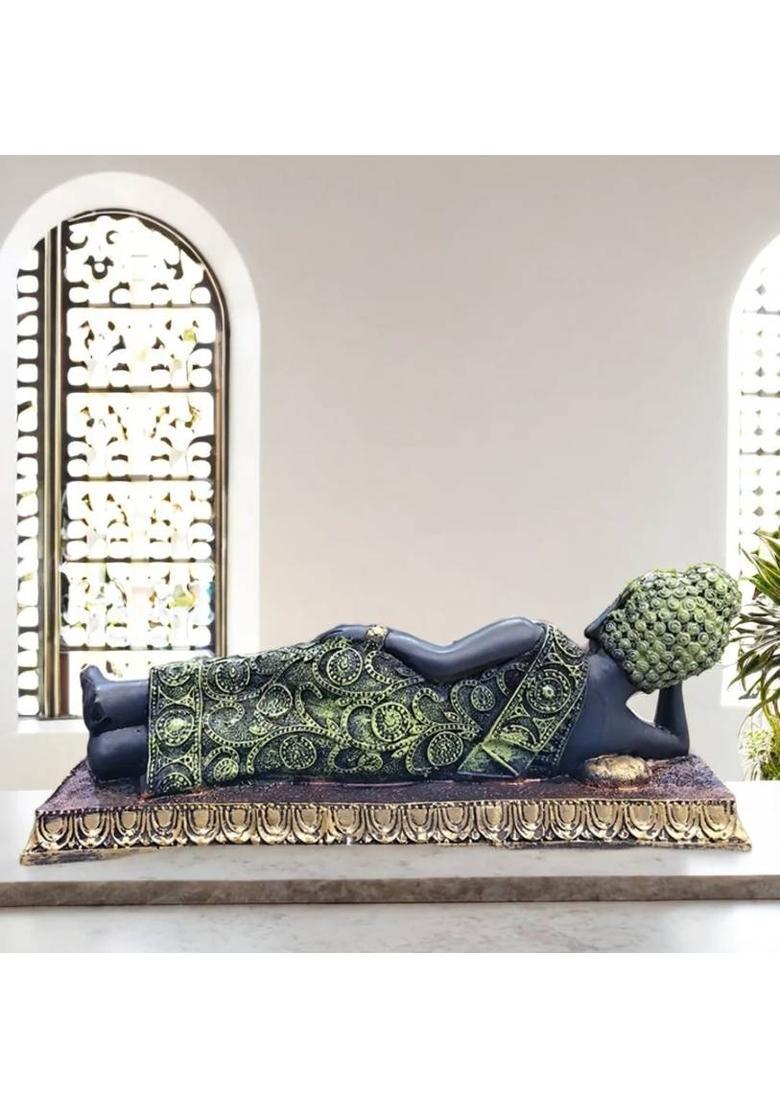 ElyseeDecor Sleeping Buddha Decorative Showpiece - 13 cm&nbsp;&nbsp;(Resin, Multicolor) - Indya