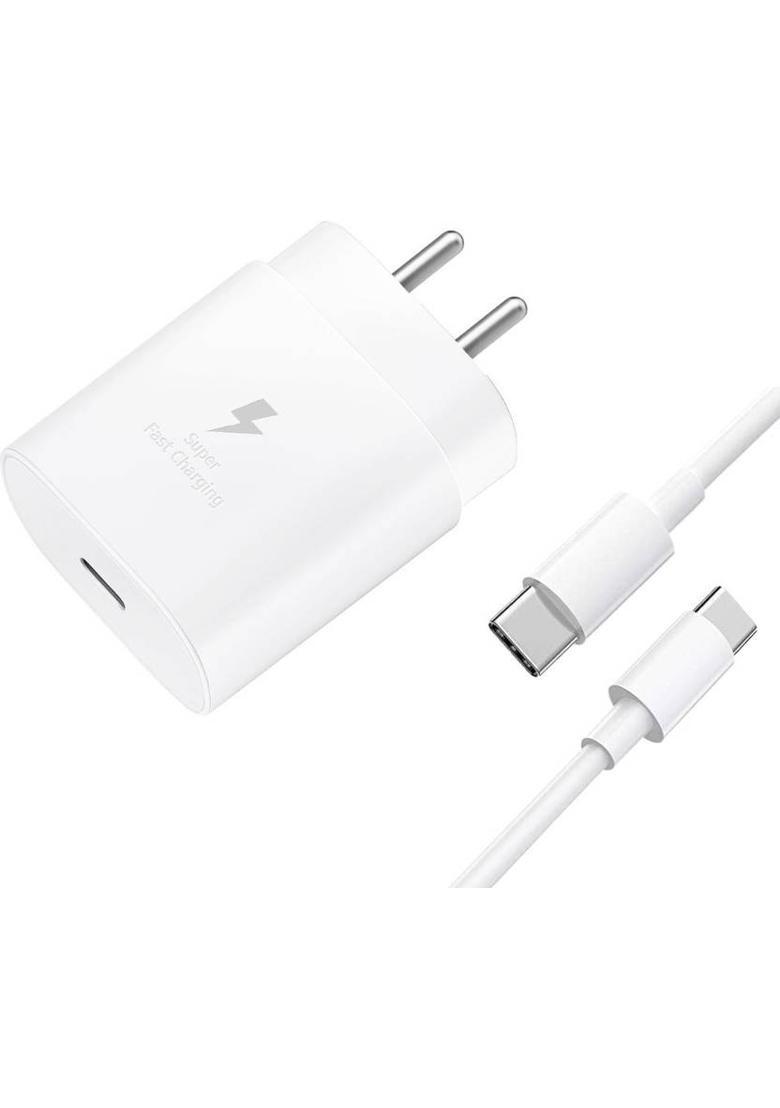 MAK 25 W Supercharge 3.1 A Wall Charger for Mobile with Detachable Cable&nbsp;&nbsp;(White, Cable Included) - Indya