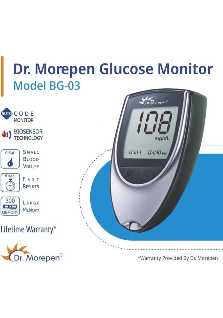 Dr. Morepen BG03 with 50 Strips (Combo Kit) Glucometer&nbsp;&nbsp;(Black & Grey) - Indya
