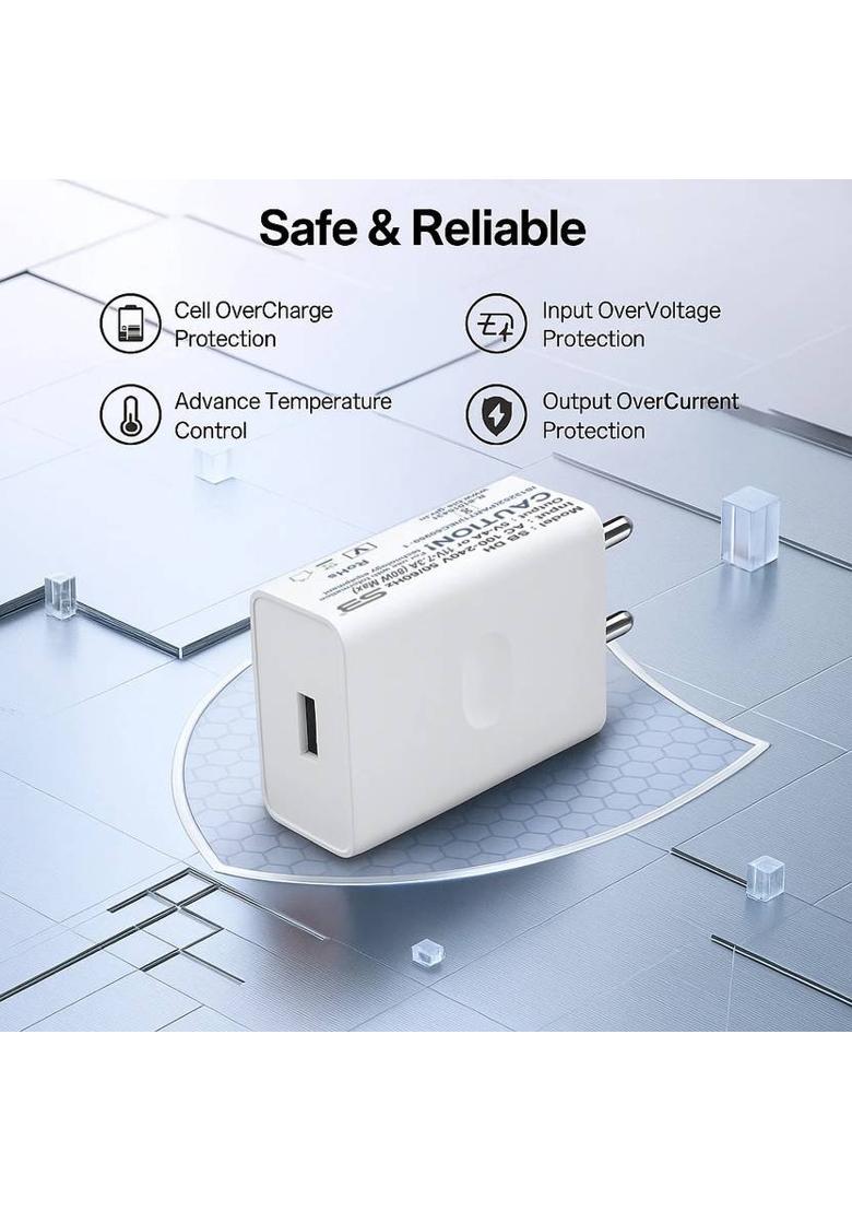 SB 80 W SuperVOOC 7.3 A Wall Charger for Mobile with Detachable Cable&nbsp;&nbsp;(White, Cable Included) - Indya
