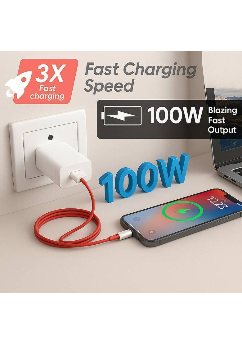 SB 100 W SuperVOOC 9 A Wall Charger for Mobile with Detachable Cable&nbsp;&nbsp;(White, Cable Included) - Indya