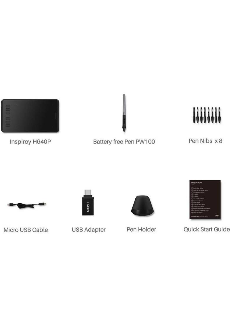 HUION H640P INSPIROY 6.3 x 3.9 inch Graphics Tablet Connectivity - USB&nbsp;&nbsp;(Black) - Indya