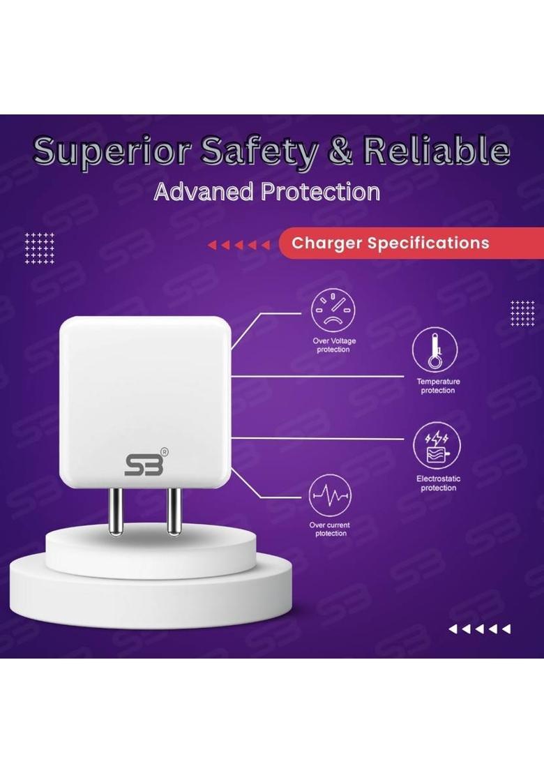 SB 80 W SuperVOOC 7.3 A Wall Charger for Mobile with Detachable Cable&nbsp;&nbsp;(White, Cable Included) - Indya