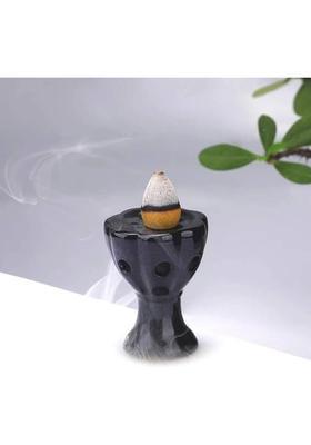 Neema Handicrafts House Neema Ceramic Backflow Incense Holder|Decorative ConeBurner Stand (Pack of 7 pc) Decorative Showpiece - 5.1 cm&nbsp;&nbsp;(Ceramic, Black)
