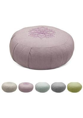 Sarveda Zafu Meditation Cushion | Lotus Embroidery | Lavender Yoga Blocks&nbsp;&nbsp;(Purple Pack of 1)
