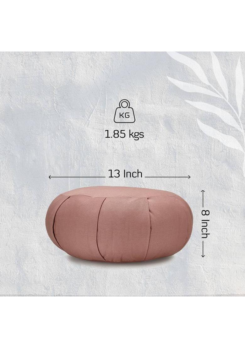 Sarveda Zafu Meditation Cushion | Lotus Embroidery | Lavender Yoga Blocks&nbsp;&nbsp;(Purple Pack of 1) - Indya