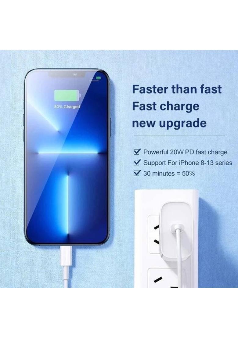 MAK 20 W PD 3.4 A Wall Charger for Mobile with Detachable Cable&nbsp;&nbsp;(White, Cable Included) - Indya