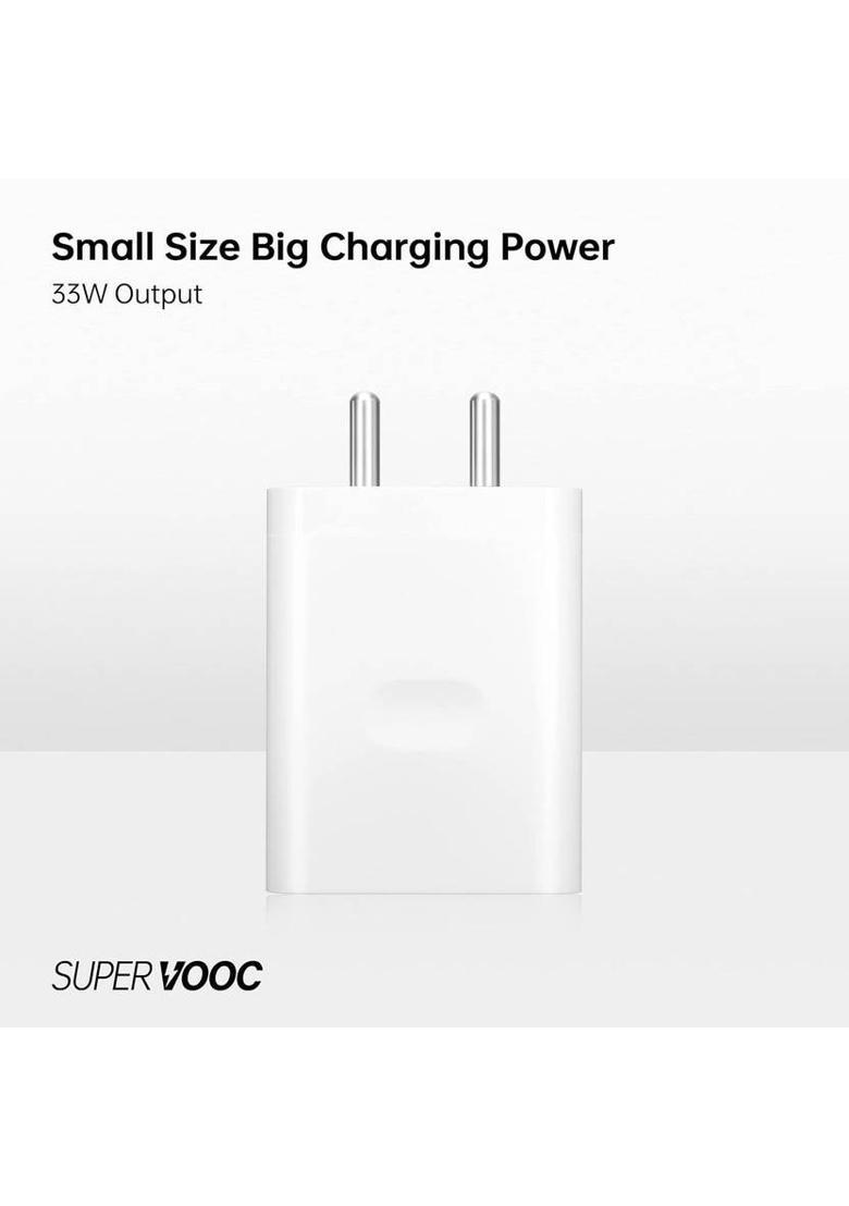 OPPO 33 W SuperVOOC 3 A Wall Charger for Mobile with Detachable Cable&nbsp;&nbsp;(White, Cable Included) - Indya