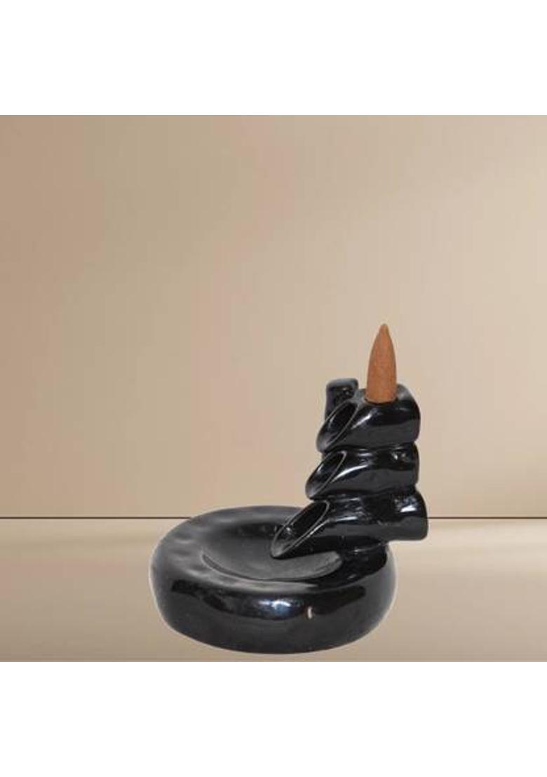 AVIRAL CRAFTS Handcrafted Black Smoke Fountain Backflow Incense Burner Decorative Showpiece - 9.7 cm&nbsp;&nbsp;(Polyresin, Black) - Indya