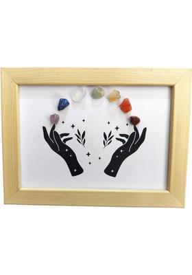 Shivalaya Gems Crystal 7 Chakras Magic Hands Crystal Frame | Healing Crystal Frame Decorative Showpiece - 21 cm&nbsp;&nbsp;(Wood, Multicolor)