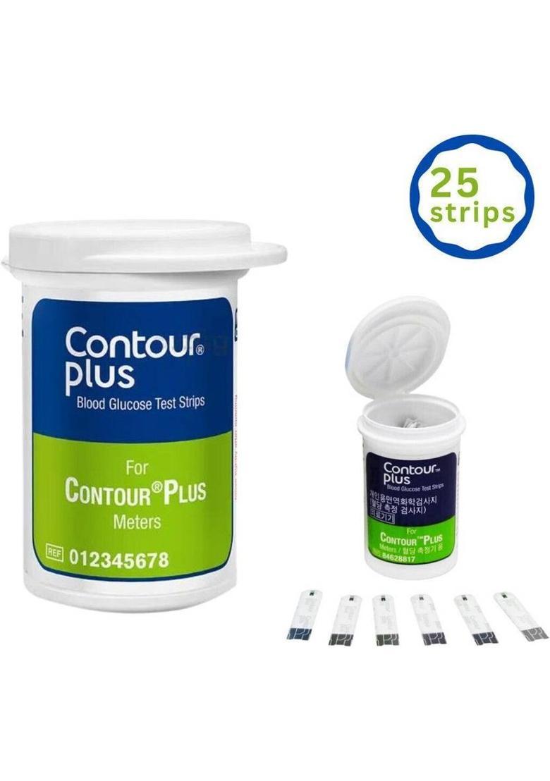 CONTOUR PLUS 25 GlucoseTest Strips Pack of 2 (25 Test strips in Each Pack) 50 Glucometer Strips - Indya
